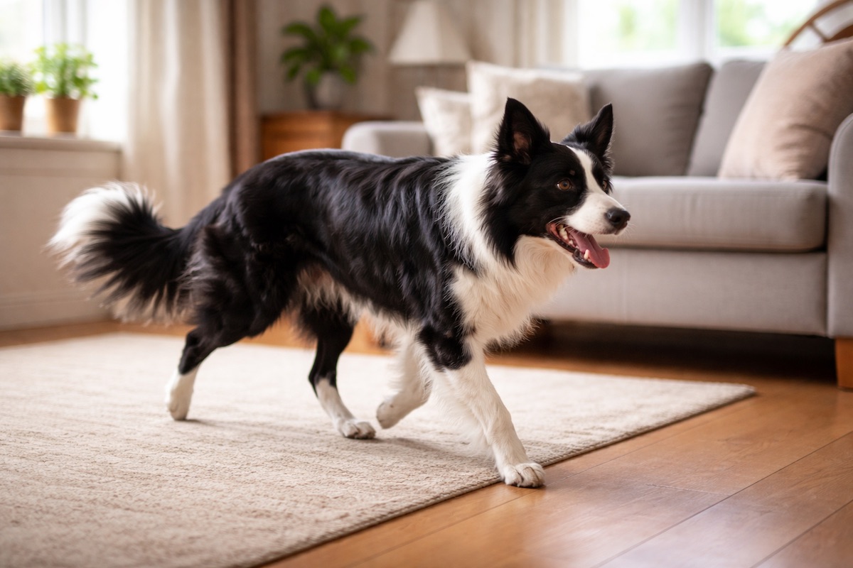 Border Collie restless and pacing indoors
