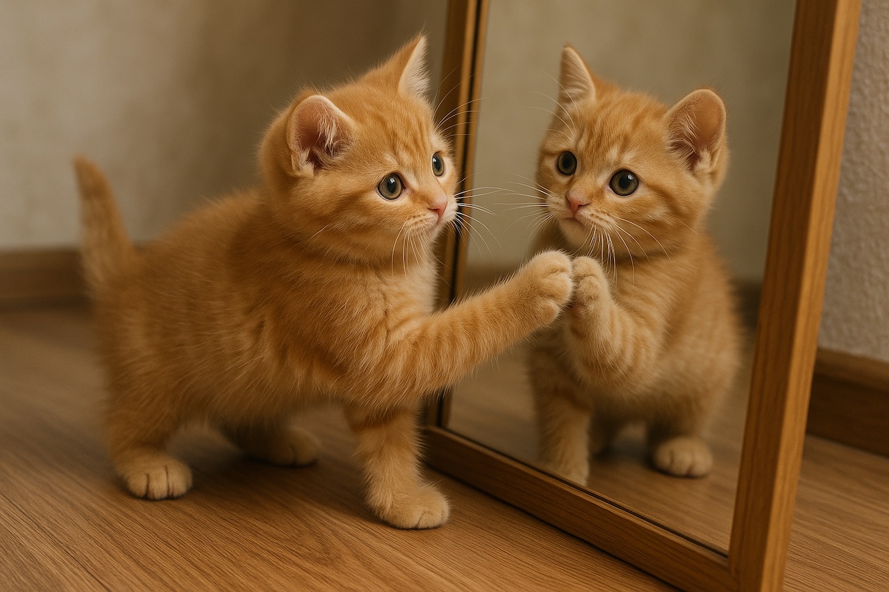 Cats Paw at Mirror