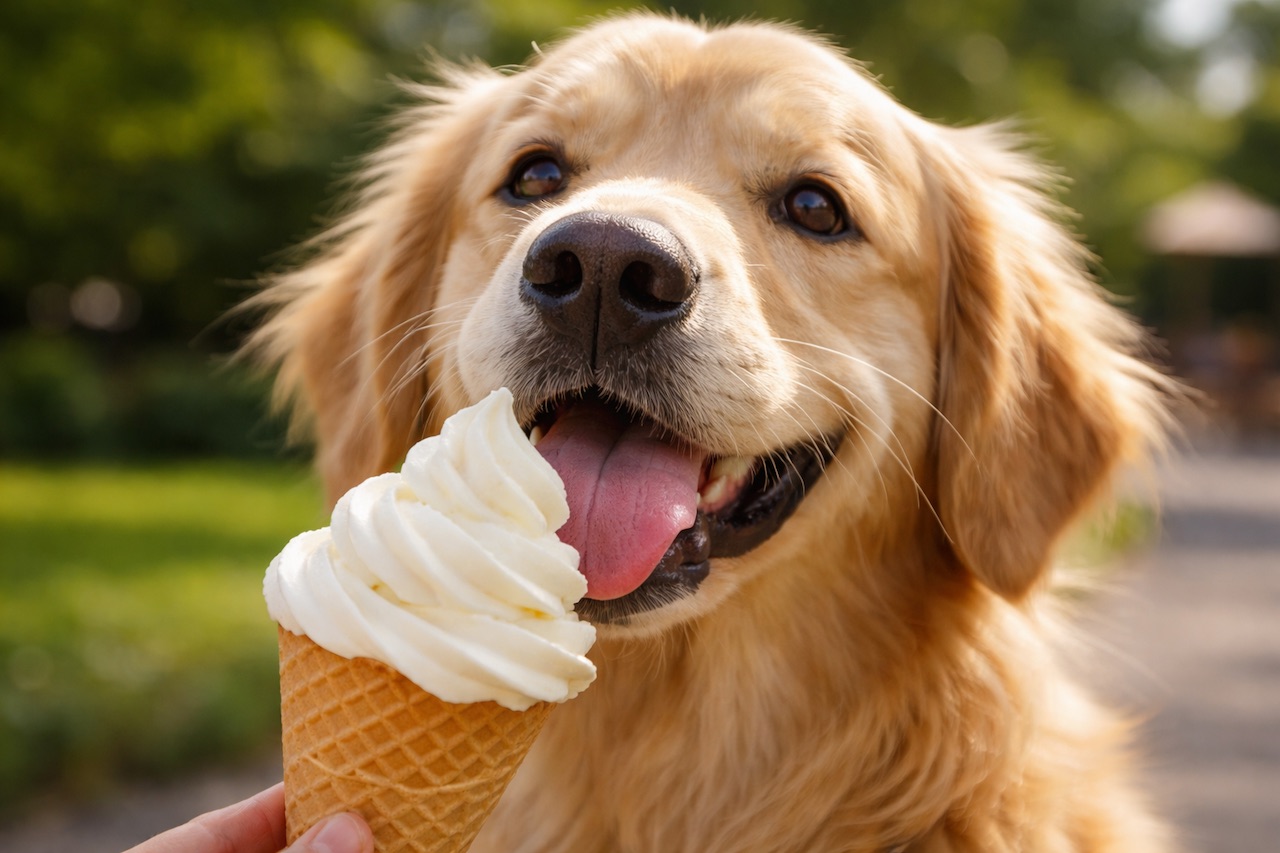 Dog and Vanilla Ice Cream