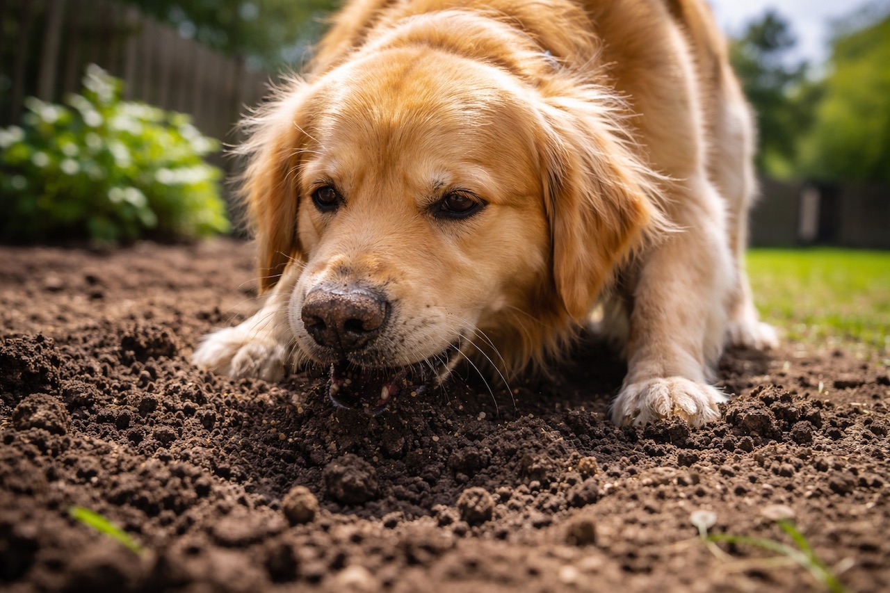 Dog Eat Dirt From the Yard