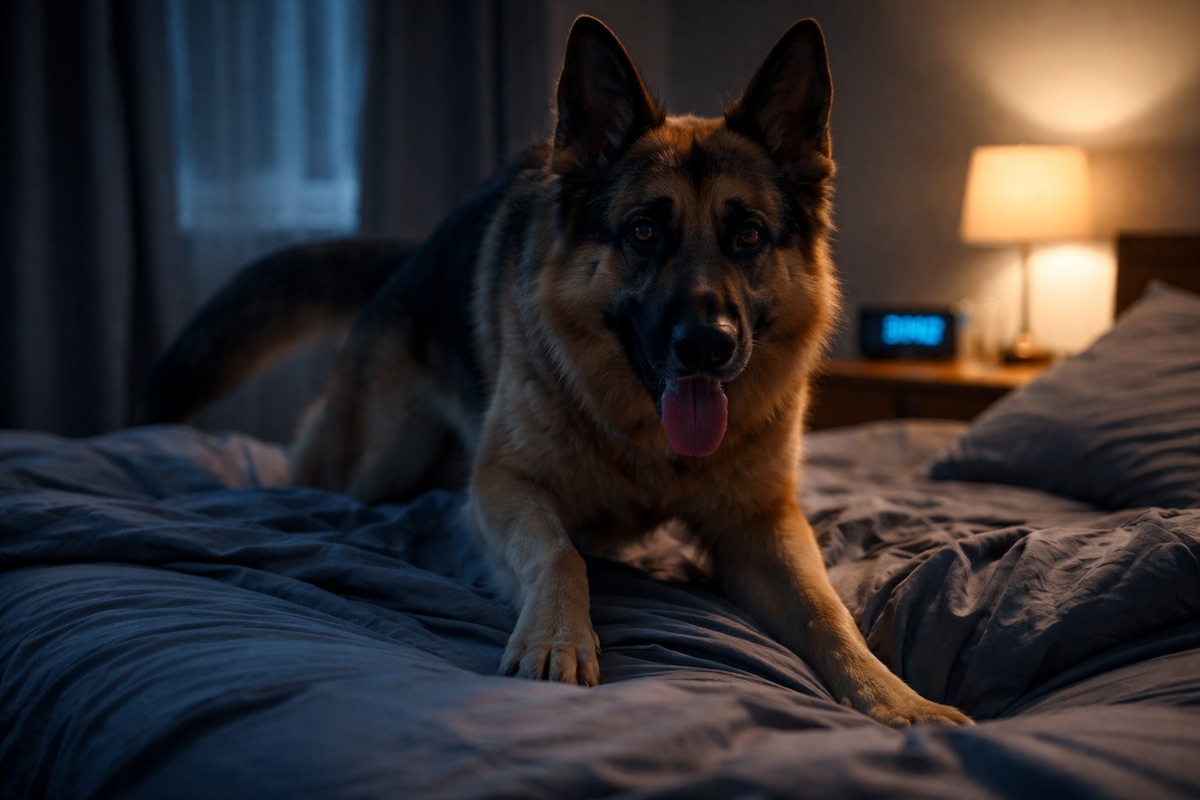 German Shepherd restless at night indoors