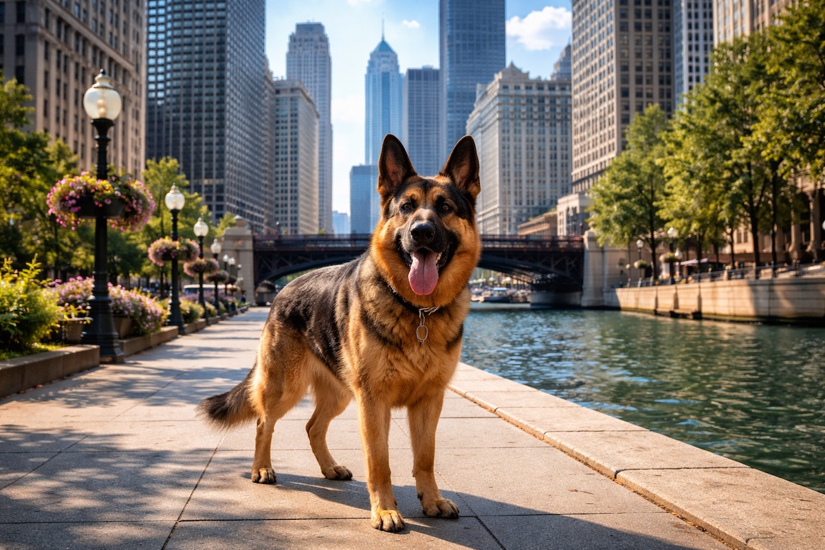German Shepherd Walking in Park