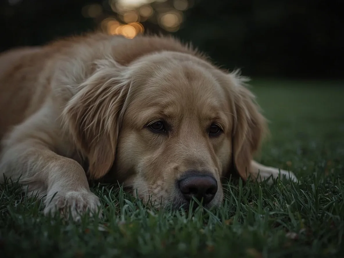 Golden Retriever alert and unable to relax at night