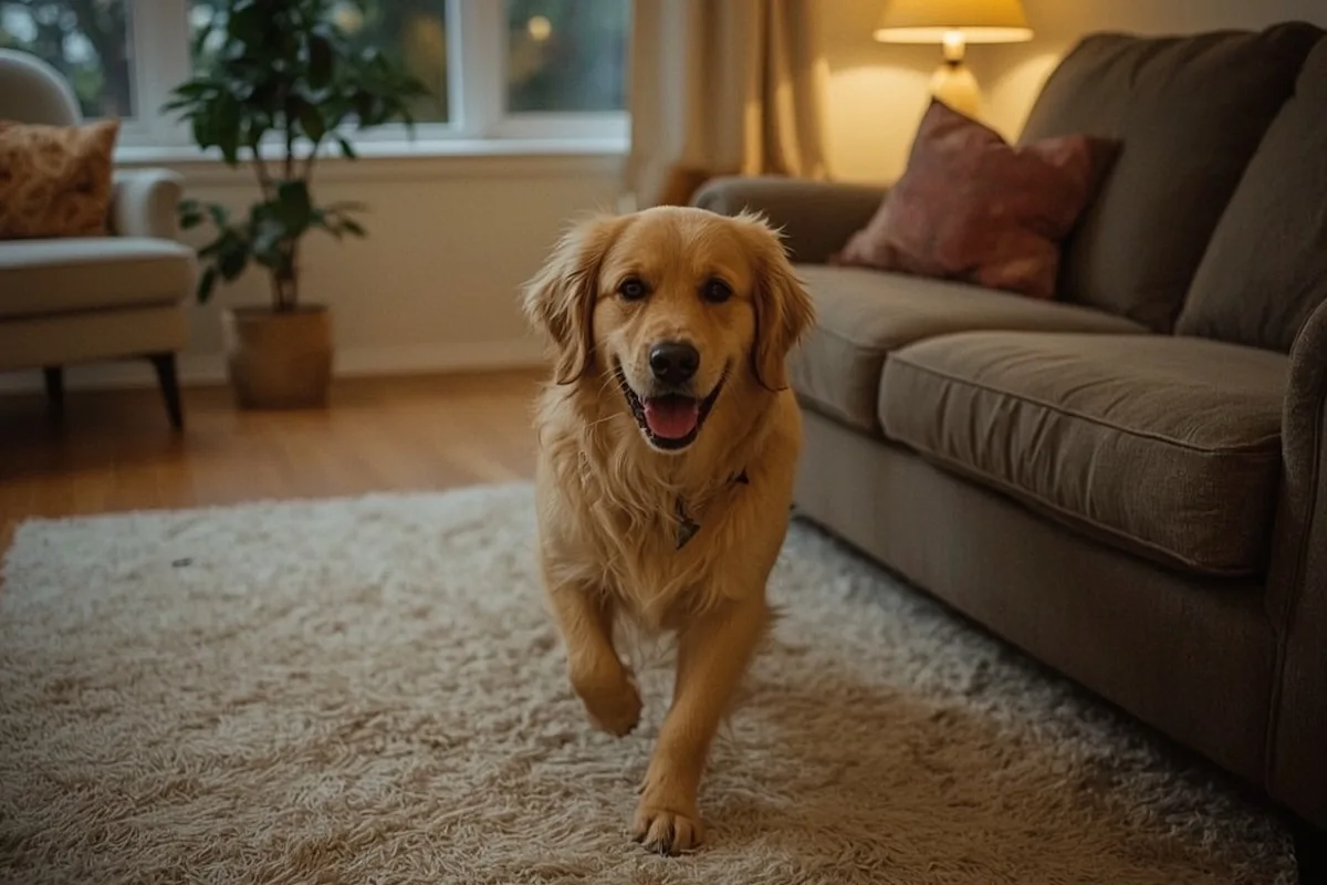Golden Retriever restless in the evening indoors
