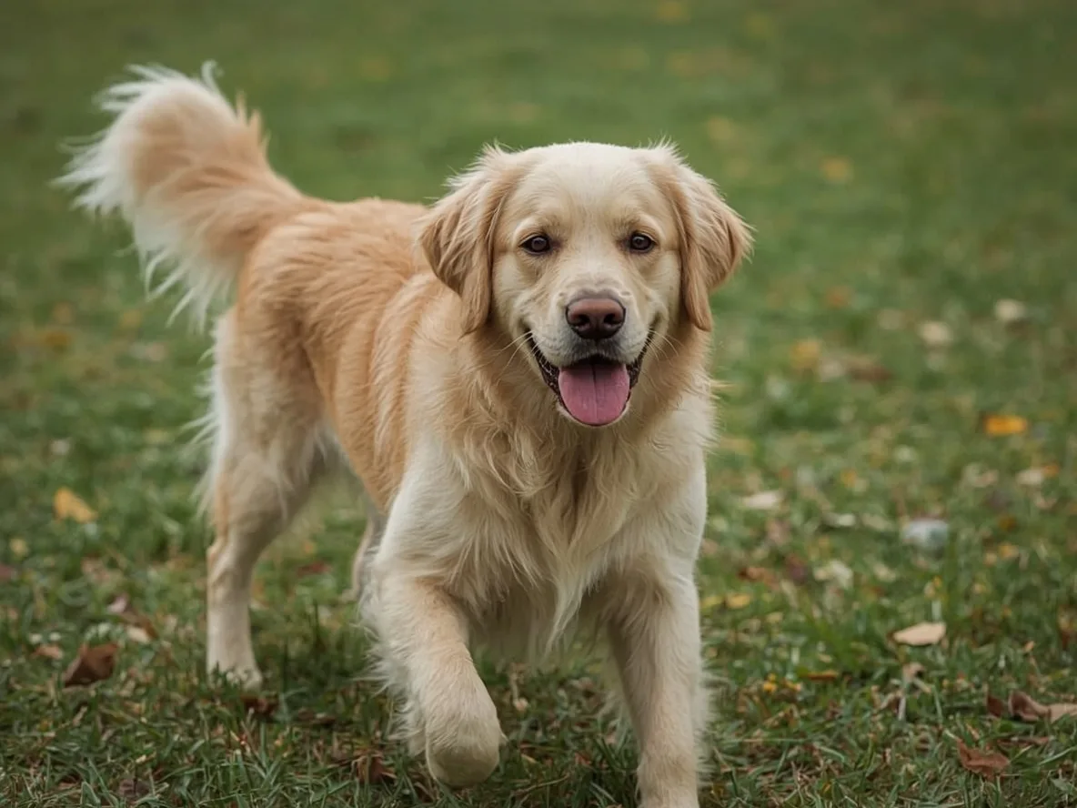 Golden Retriever reacting suddenly to movement