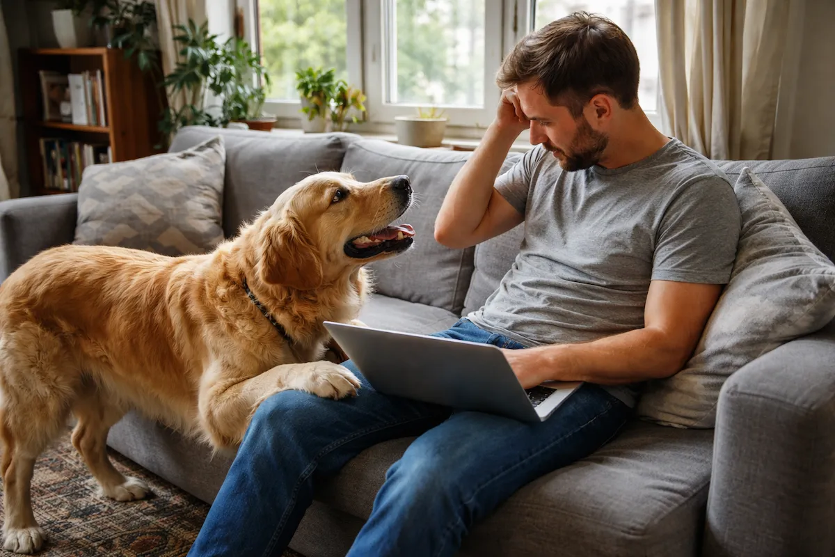 Golden Retriever still active after playtime