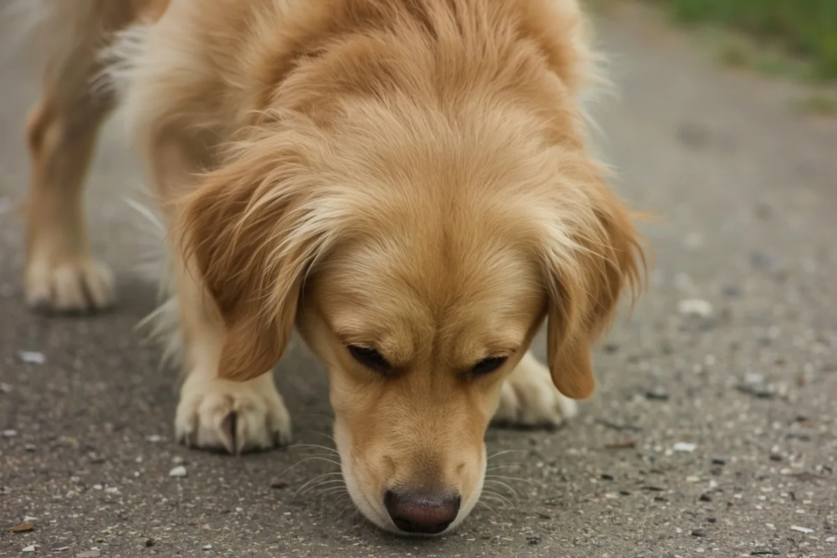 Golden Retriever sniffing ground instead of paying attention