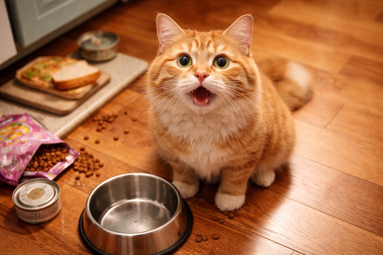 Indoor Cat Always Hungry and Begging for Food