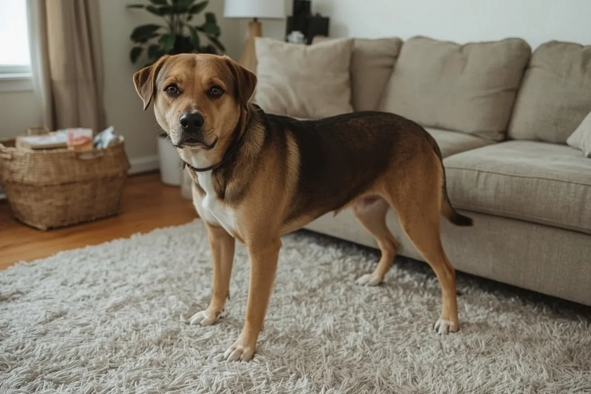 Dog showing signs of overstimulation at home